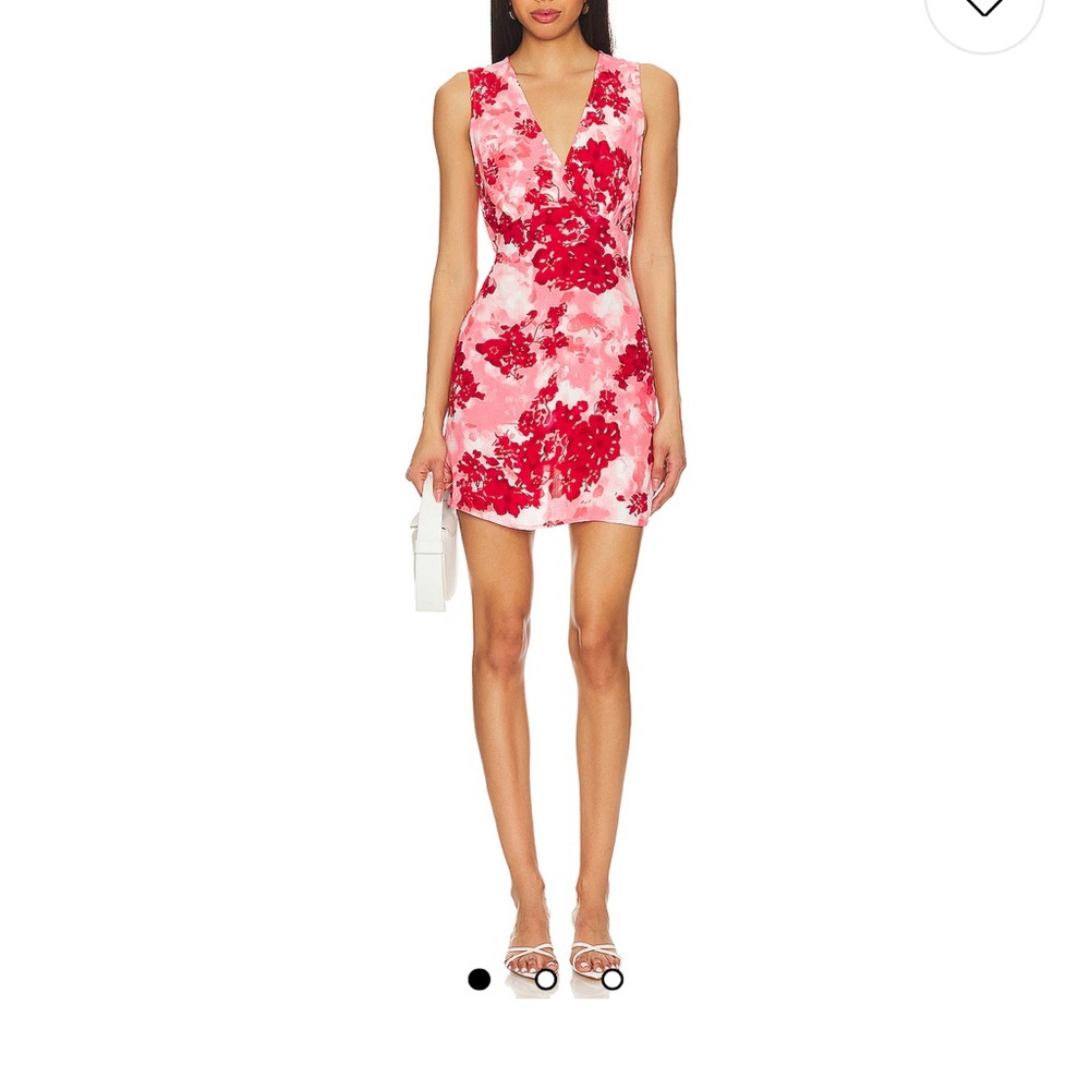 Faithfull the Brand Pink and Red Ruched Wrap Mini Dress